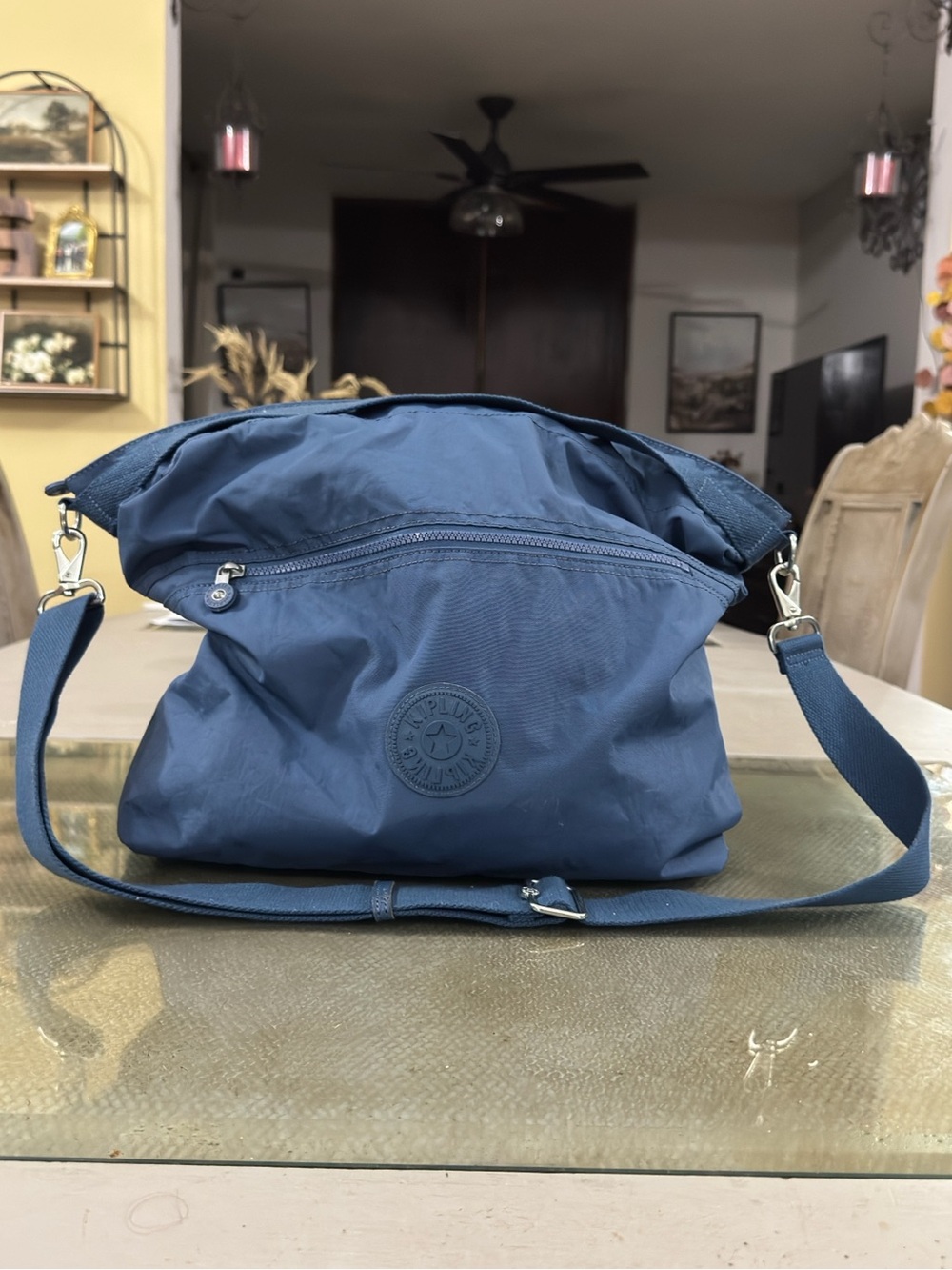 Kipling Navy Fabric Crossbody Bag with Adjustable Strap
